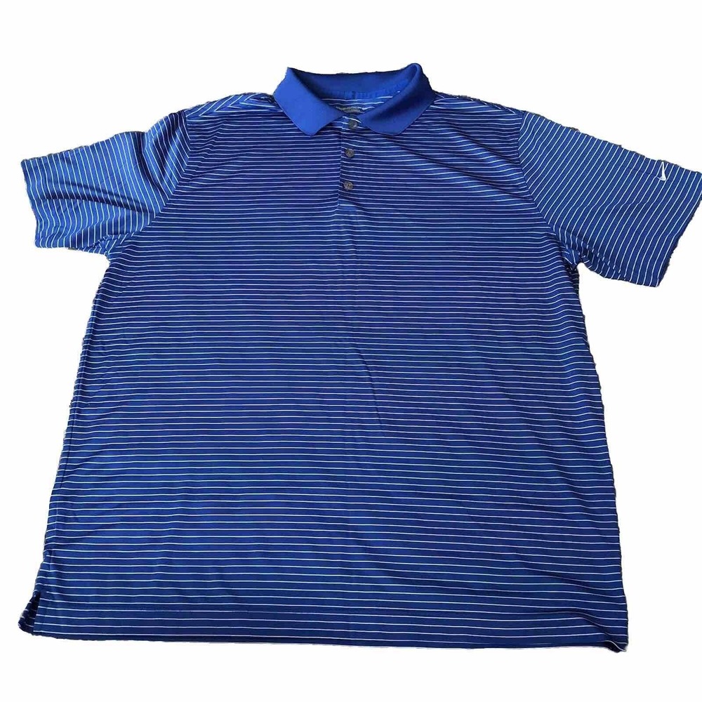 Nike Golf Tour Performance Polo Shirt Mens XL Blue Striped‎ Activewear Top